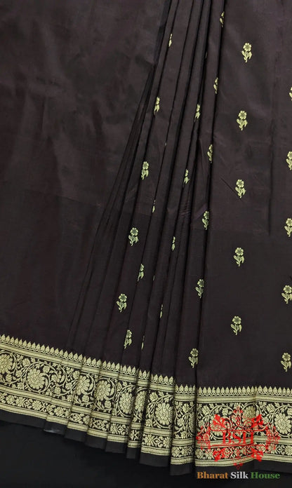 Pure Banarasi Handloom Katan Silk Antique Zari Saree In Shades Of Wine - Bharat Silk House Pure Kataan Silk