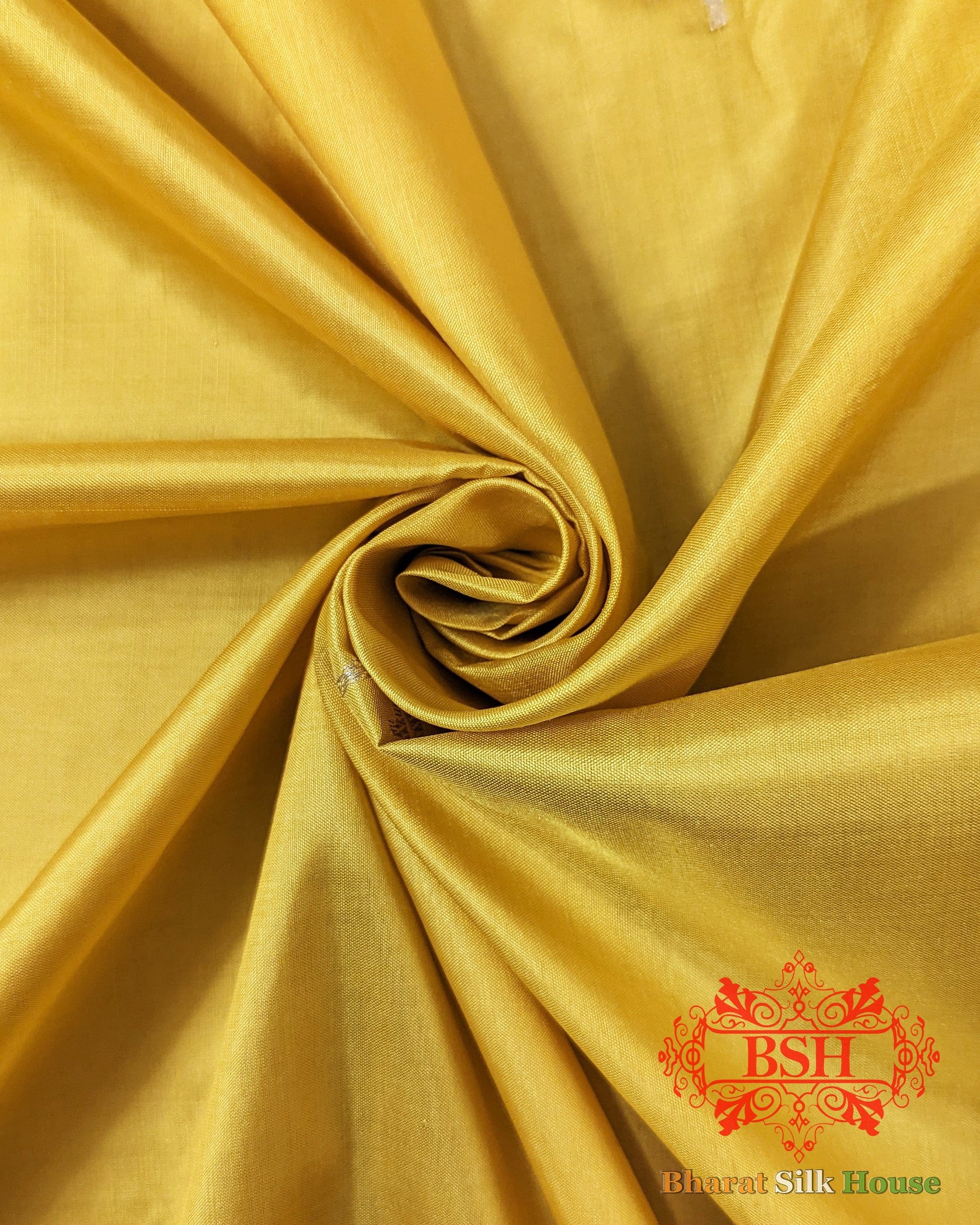 Pure Banarasi Handloom Katan Silk Antique Zari Saree In Shades Of Yellow - Bharat Silk House