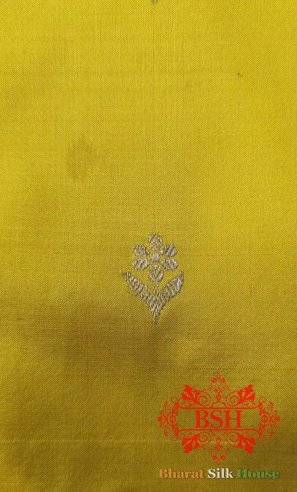 Pure Banarasi Handloom Katan Silk Antique Zari Saree In Shades Of Yellow - Bharat Silk House Pure Kataan Silk