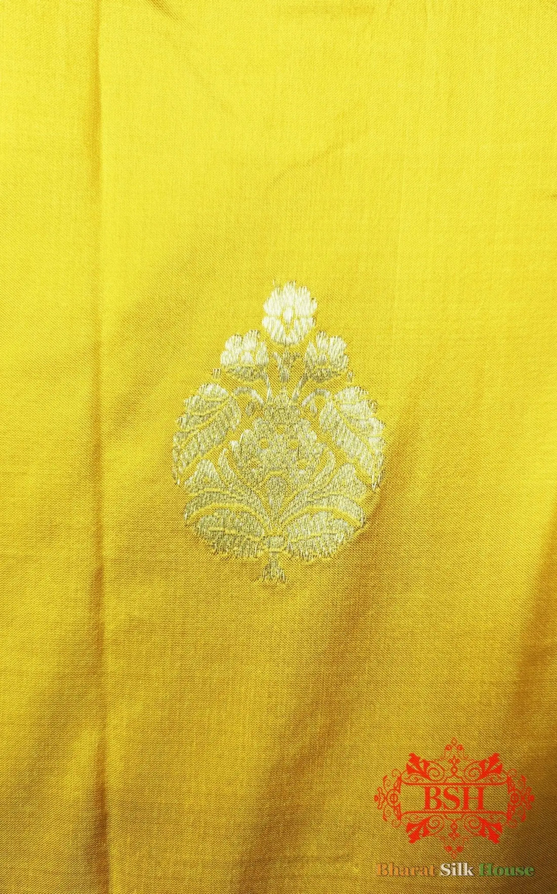 Pure Banarasi Handloom Katan Silk Antique Zari Saree In Shades Of Yellow - Bharat Silk House Pure Kataan Silk