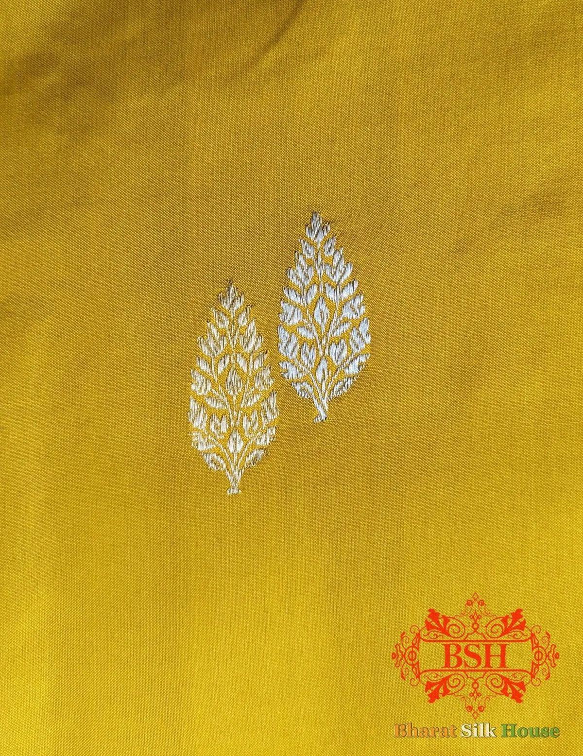 Pure Banarasi Handloom Katan Silk Antique Zari Saree In Shades Of Yellow - Bharat Silk House Pure Kataan Silk
