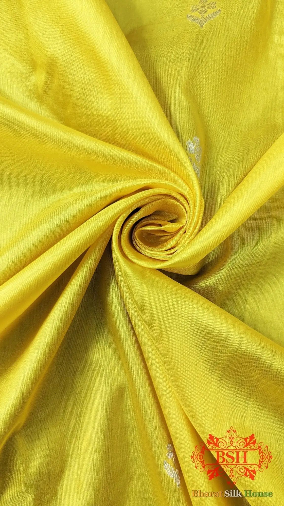 Pure Banarasi Handloom Katan Silk Antique Zari Saree In Shades Of Yellow - Bharat Silk House Pure Kataan Silk