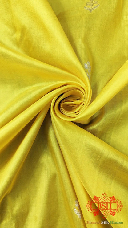 Pure Banarasi Handloom Katan Silk Antique Zari Saree In Shades Of Yellow - Bharat Silk House Pure Kataan Silk