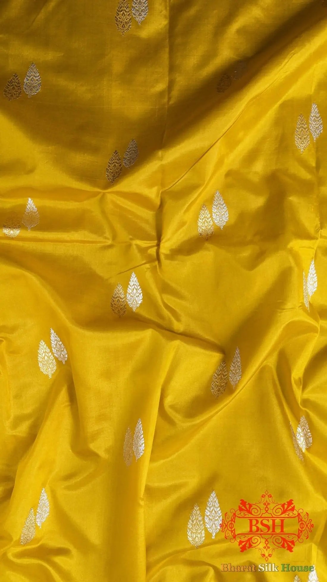 Pure Banarasi Handloom Katan Silk Antique Zari Saree In Shades Of Yellow - Bharat Silk House Pure Kataan Silk