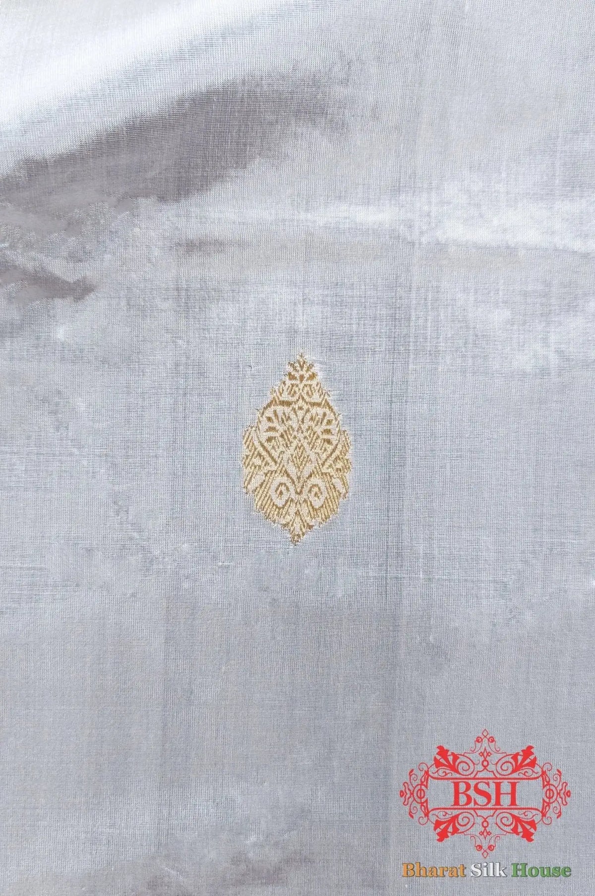 Pure Banarasi Handloom Katan Silk Dyeable Antique Zari Saree In Shades Of White - Bharat Silk House Pure Kataan Silk