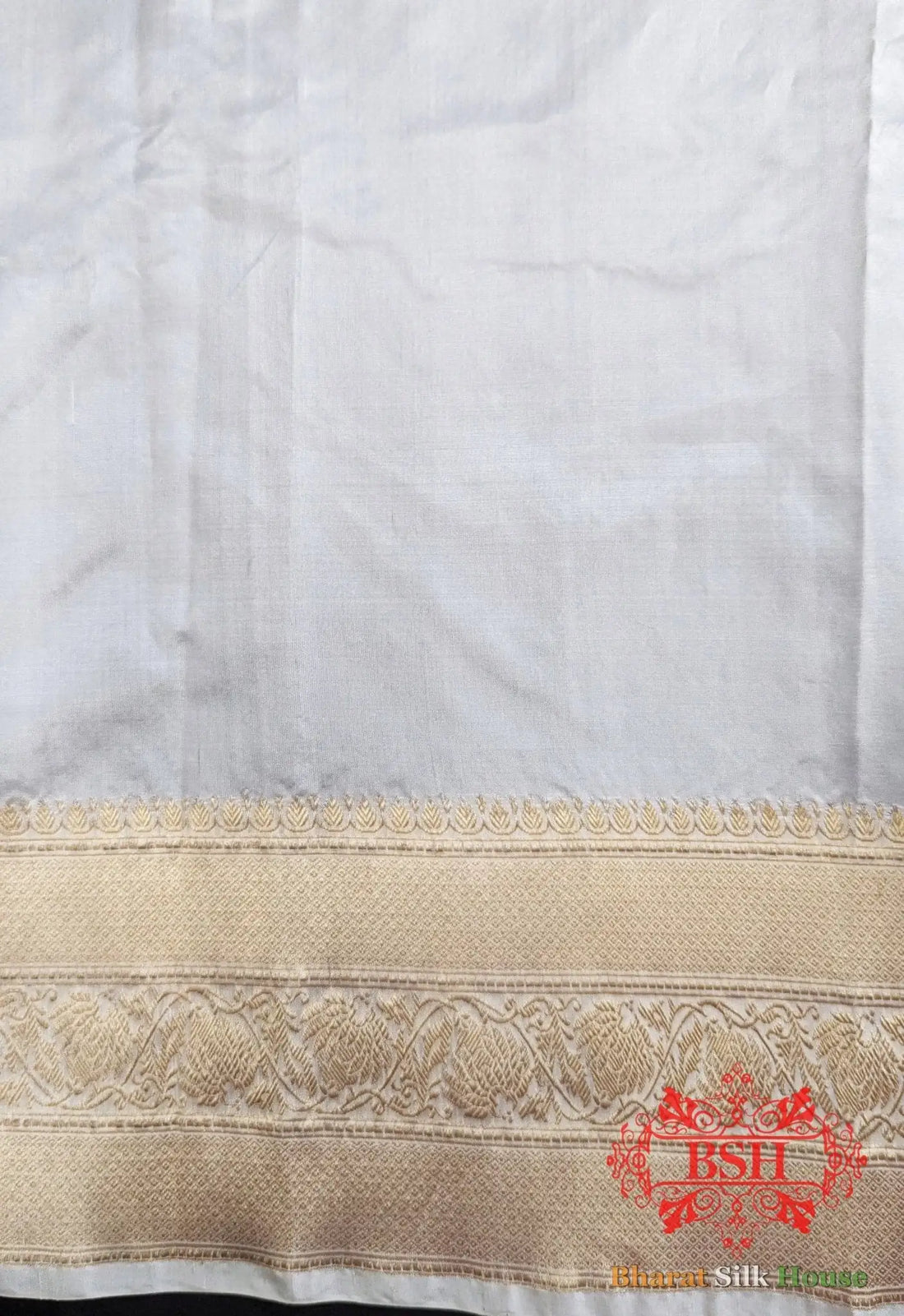 Pure Banarasi Handloom Katan Silk Dyeable Antique Zari Saree In Shades Of White - Bharat Silk House Pure Kataan Silk