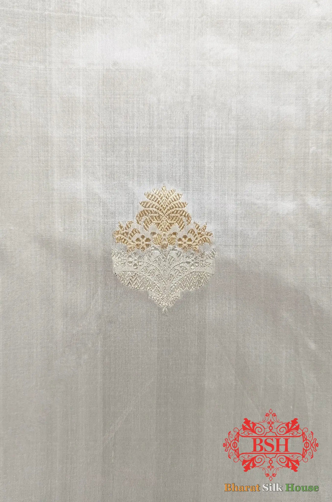 Pure Banarasi Handloom Katan Silk Dyeable Meenakaari Antique Zari Saree In Shades Of White - Bharat Silk House Pure Kataan Silk