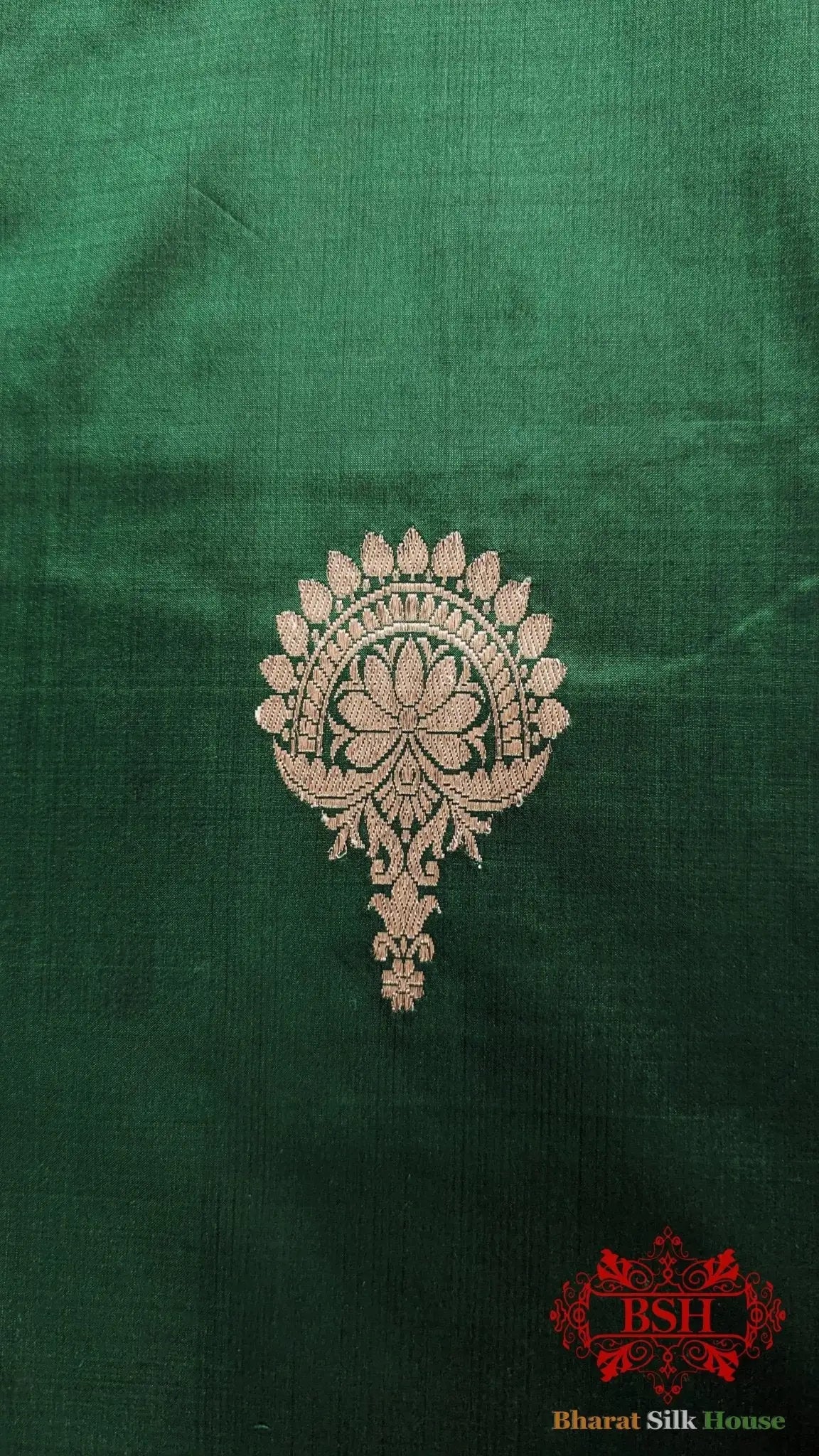 Pure Banarasi Handloom Katan Silk Meenakari Antique Double Zari Saree In Shades Of Green - Bharat Silk House Pure Kataan Silk