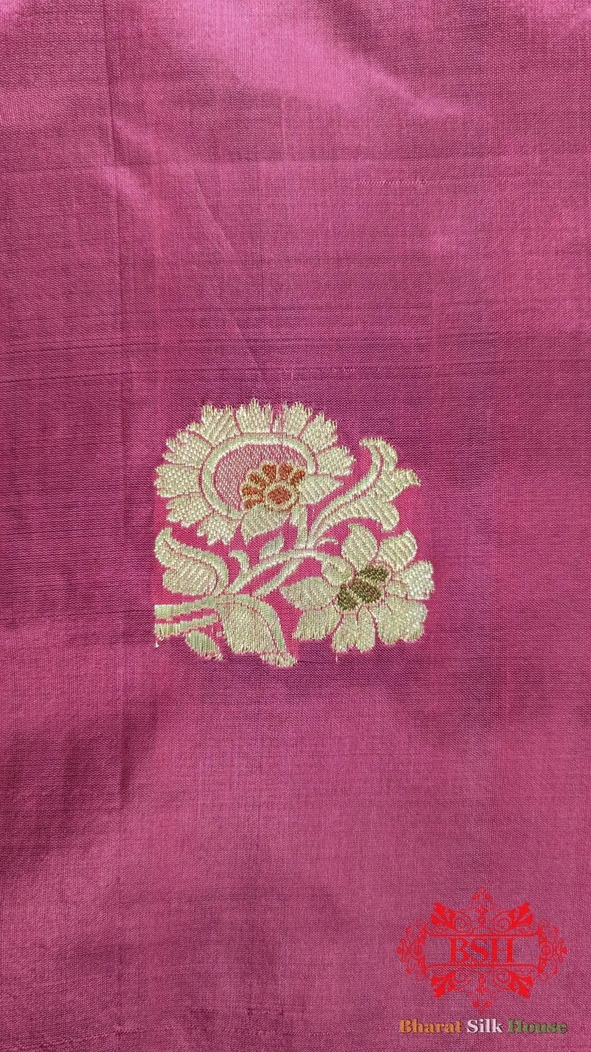 Pure Banarasi Handloom Katan Silk Meenakari Antique Golden Zari Saree In Shades Of Gazari - Bharat Silk House Pure Kataan Silk