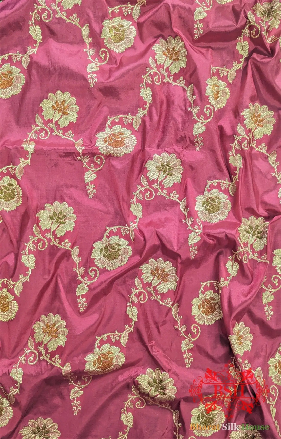Pure Banarasi Handloom Katan Silk Meenakari Antique Golden Zari Saree In Shades Of Gazari - Bharat Silk House Pure Kataan Silk
