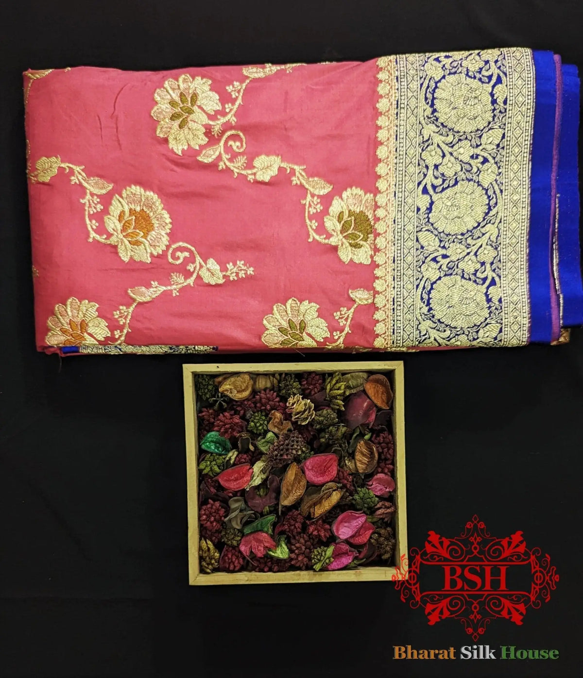 Pure Banarasi Handloom Katan Silk Meenakari Antique Golden Zari Saree In Shades Of Gazari - Bharat Silk House Pure Kataan Silk