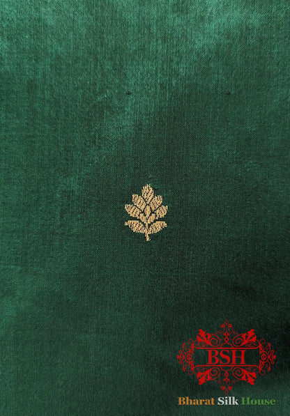 Pure Banarasi Handloom Katan Silk Meenakari Antique Golden Zari Saree In Shades Of Green - Bharat Silk House Pure Kataan Silk