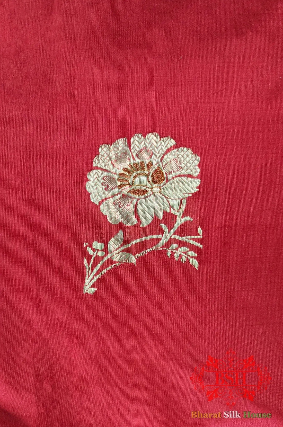 Pure Banarasi Handloom Katan Silk Meenakari Antique Golden Zari Saree In Shades Of Red - Bharat Silk House Pure Kataan Silk