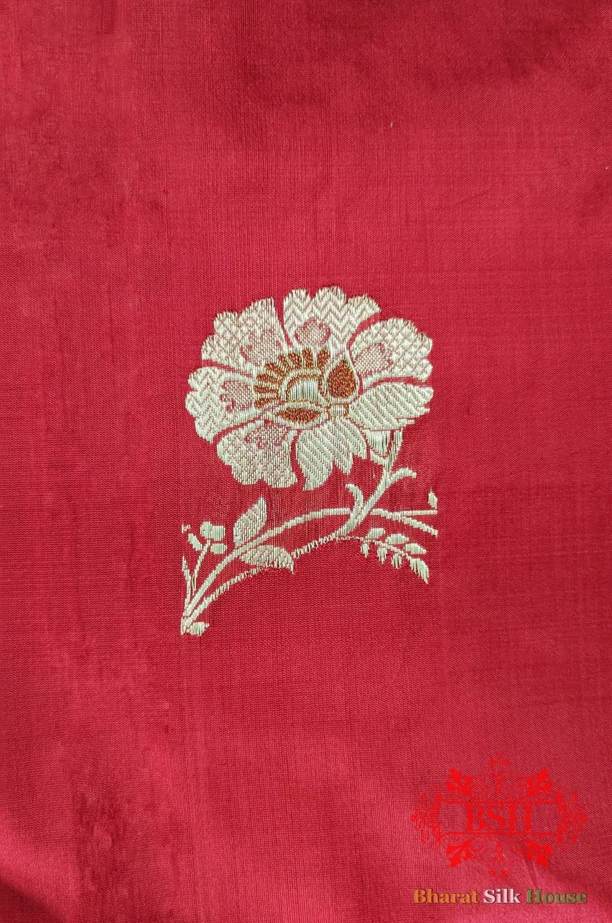 Pure Banarasi Handloom Katan Silk Meenakari Antique Golden Zari Saree In Shades Of Red - Bharat Silk House Pure Kataan Silk
