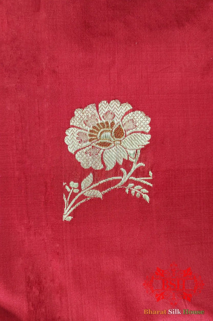 Pure Banarasi Handloom Katan Silk Meenakari Antique Golden Zari Saree In Shades Of Red - Bharat Silk House Pure Kataan Silk