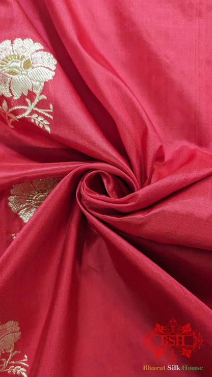 Pure Banarasi Handloom Katan Silk Meenakari Antique Golden Zari Saree In Shades Of Red - Bharat Silk House Pure Kataan Silk