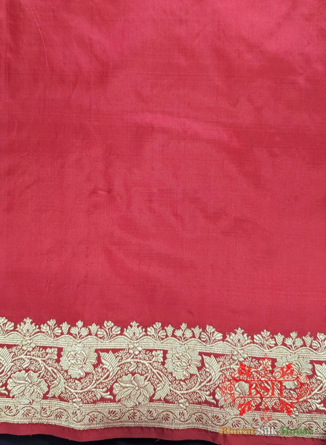 Pure Banarasi Handloom Katan Silk Meenakari Antique Golden Zari Saree In Shades Of Red - Bharat Silk House Pure Kataan Silk