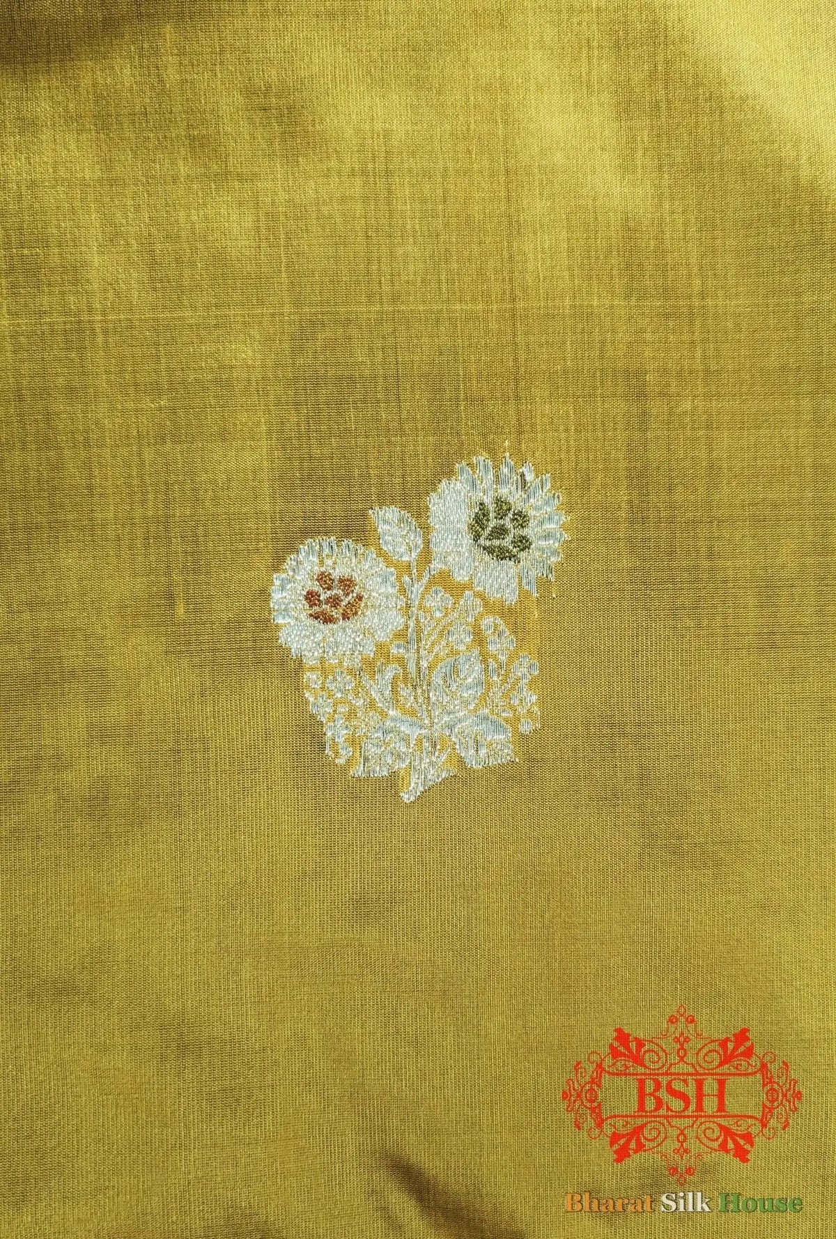 Pure Banarasi Handloom Katan Silk Meenakari Antique Golden Zari Saree In Shades Of Yellow - Bharat Silk House Pure Kataan Silk