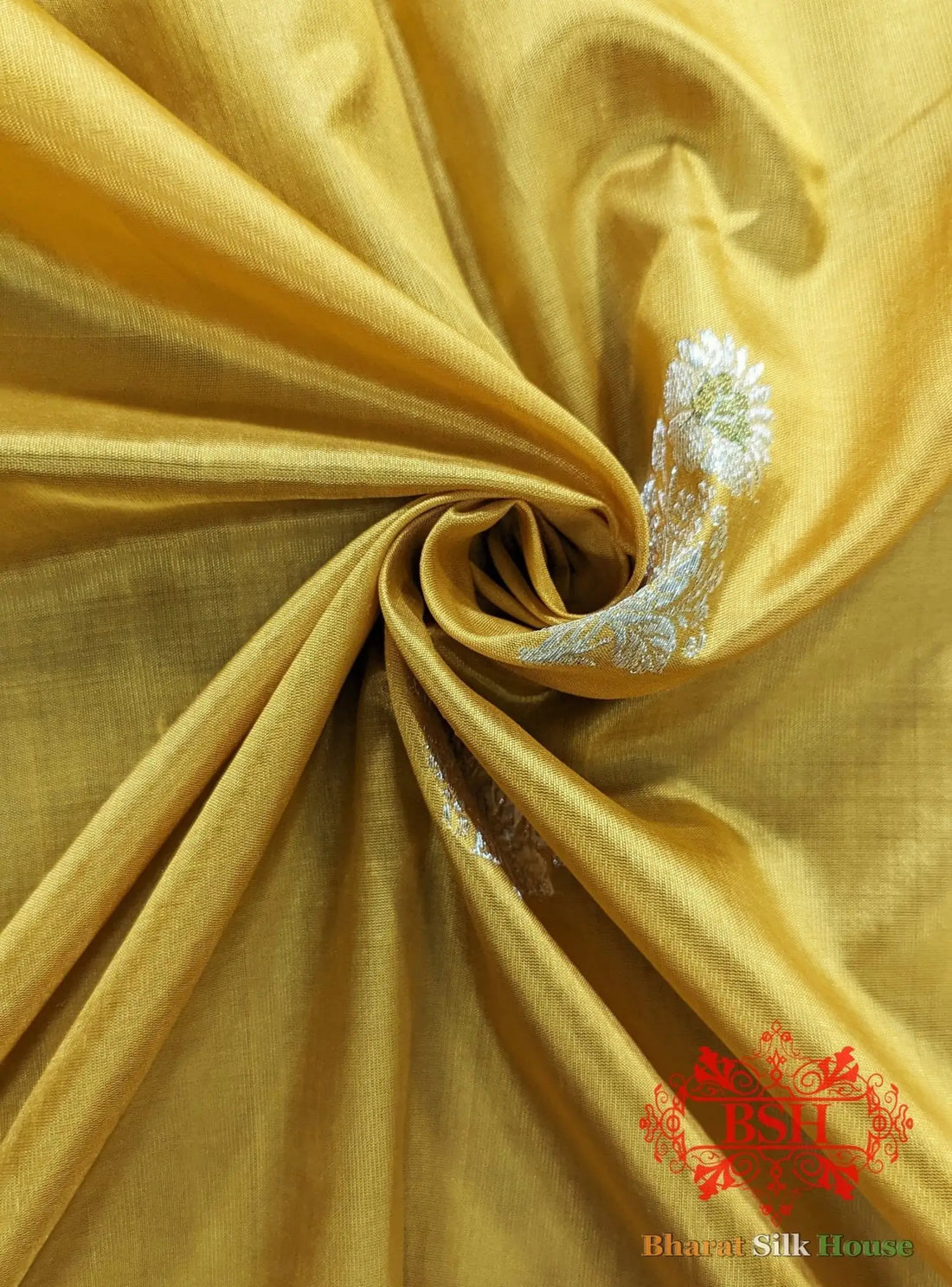 Pure Banarasi Handloom Katan Silk Meenakari Antique Golden Zari Saree In Shades Of Yellow - Bharat Silk House Pure Kataan Silk