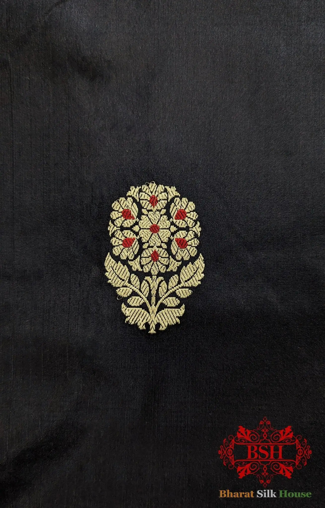 Pure Banarasi Handloom Katan Silk Meenakari Antique Zari Saree In Shades Of Black - Bharat Silk House Pure Kataan Silk