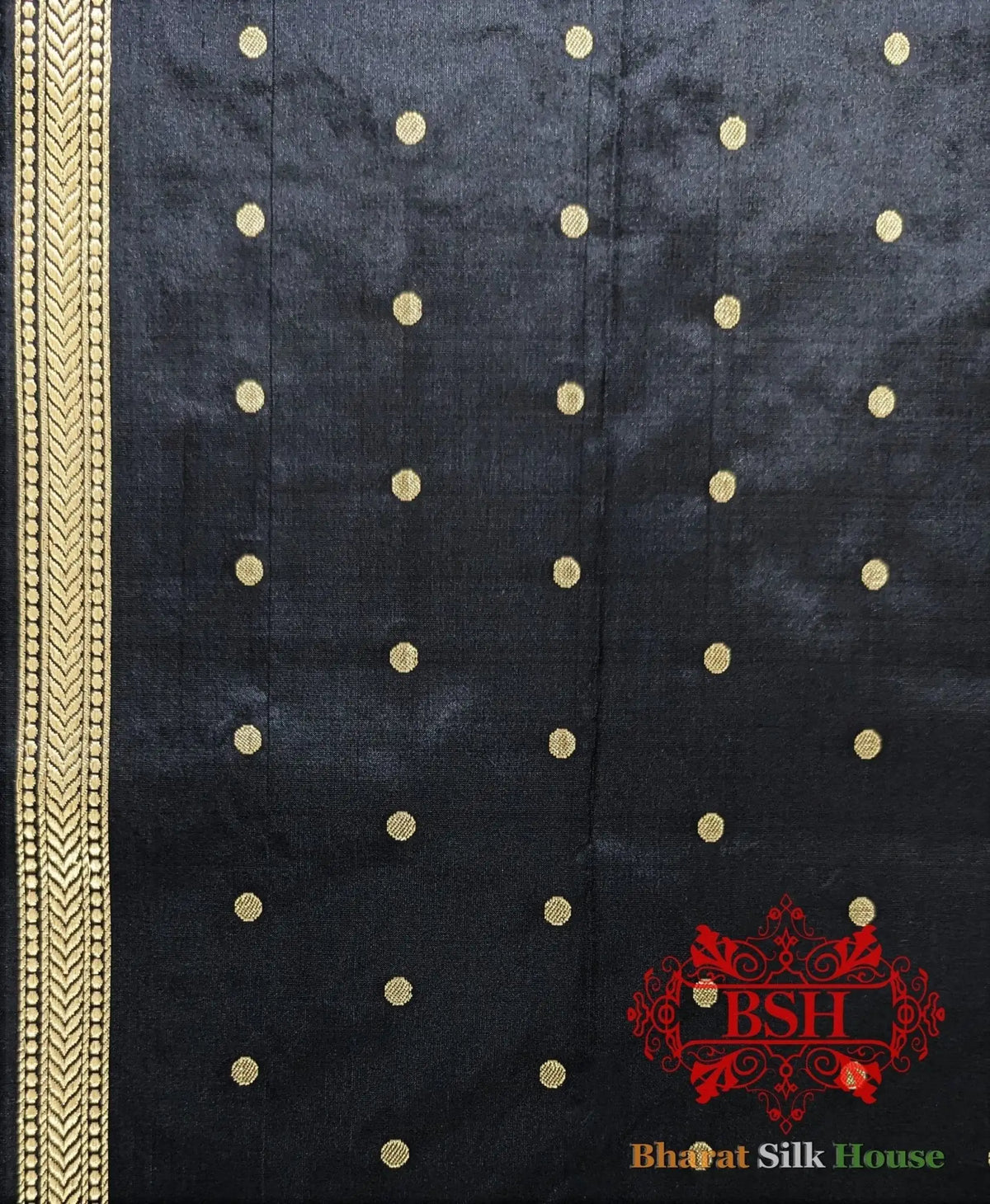 Pure Banarasi Handloom Katan Silk Meenakari Antique Zari Saree In Shades Of Black - Bharat Silk House Pure Kataan Silk