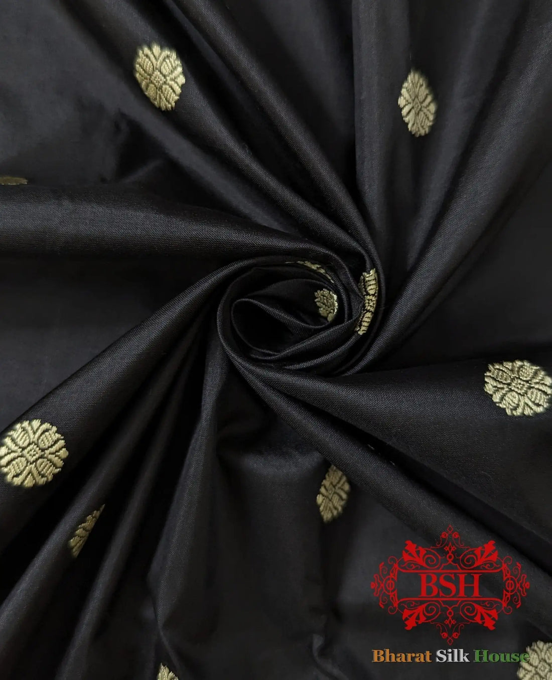 Pure Banarasi Handloom Katan Silk Meenakari Antique Zari Saree In Shades Of Black - Bharat Silk House Pure Kataan Silk