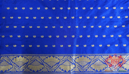 Pure Banarasi Handloom Katan Silk Meenakari Antique Zari Saree In Shades Of Blue - Bharat Silk House Pure Kataan Silk
