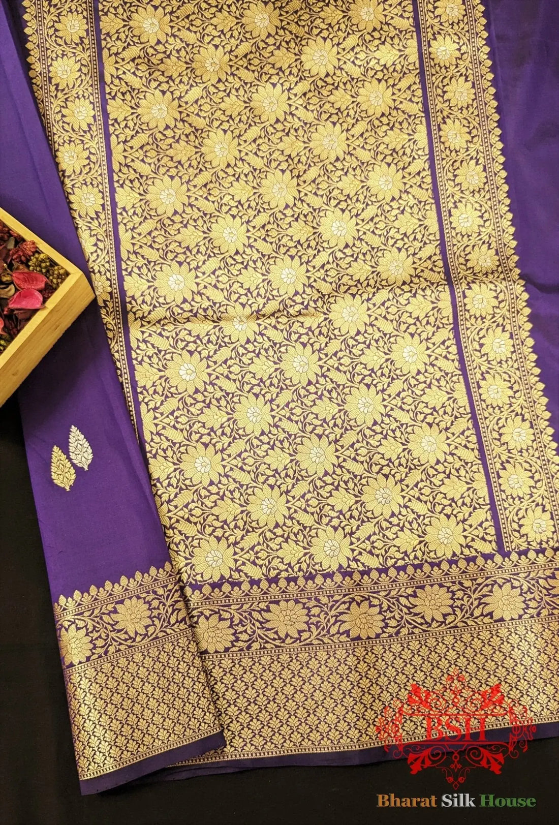 Pure Banarasi Handloom Katan Silk Meenakari Antique Zari Saree In Shades Of Blue - Bharat Silk House Pure Kataan Silk