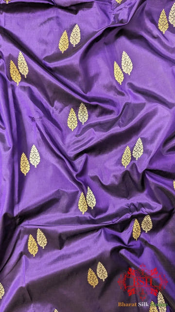 Pure Banarasi Handloom Katan Silk Meenakari Antique Zari Saree In Shades Of Blue - Bharat Silk House Pure Kataan Silk