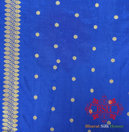 Pure Banarasi Handloom Katan Silk Meenakari Antique Zari Saree In Shades Of Blue - Bharat Silk House Pure Kataan Silk