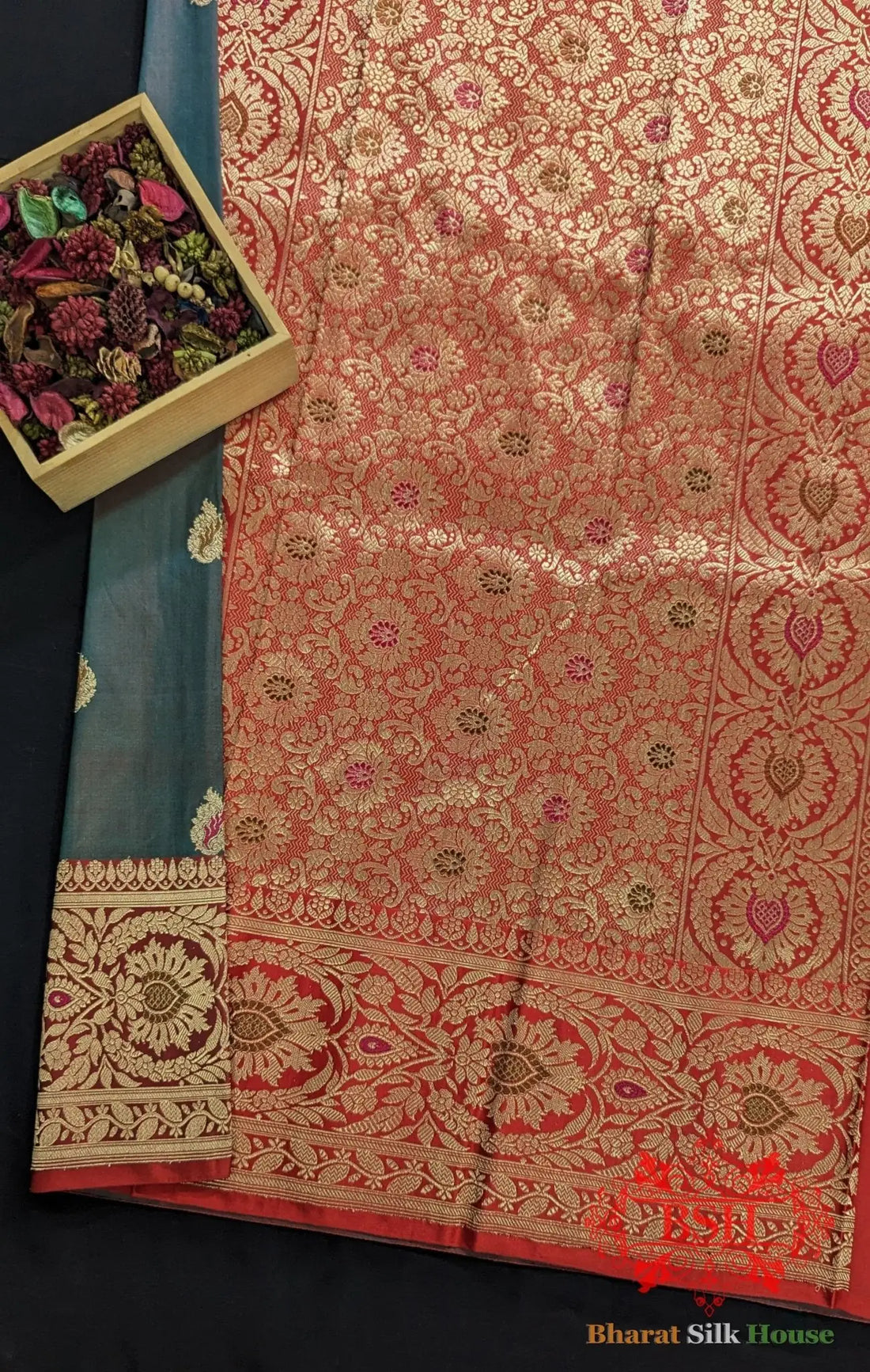 Pure Banarasi Handloom Katan Silk Meenakari Antique Zari Saree In Shades Of Cross Color - Bharat Silk House Pure Kataan Silk