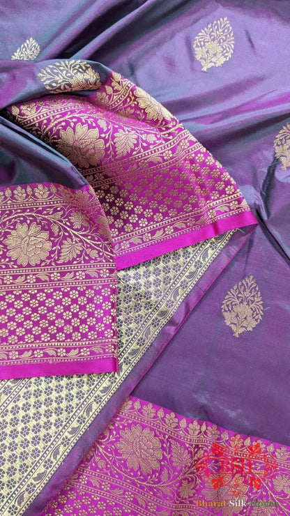 Pure Banarasi Handloom Katan Silk Meenakari Antique Zari Saree In Shades Of Cross Color - Bharat Silk House Pure Kataan Silk