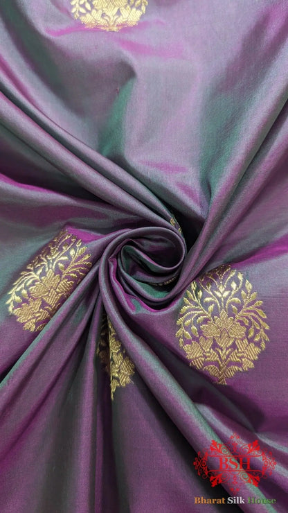 Pure Banarasi Handloom Katan Silk Meenakari Antique Zari Saree In Shades Of Cross Color - Bharat Silk House Pure Kataan Silk