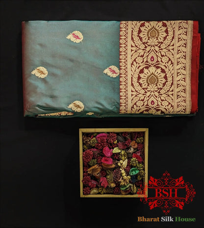 Pure Banarasi Handloom Katan Silk Meenakari Antique Zari Saree In Shades Of Cross Color - Bharat Silk House Pure Kataan Silk