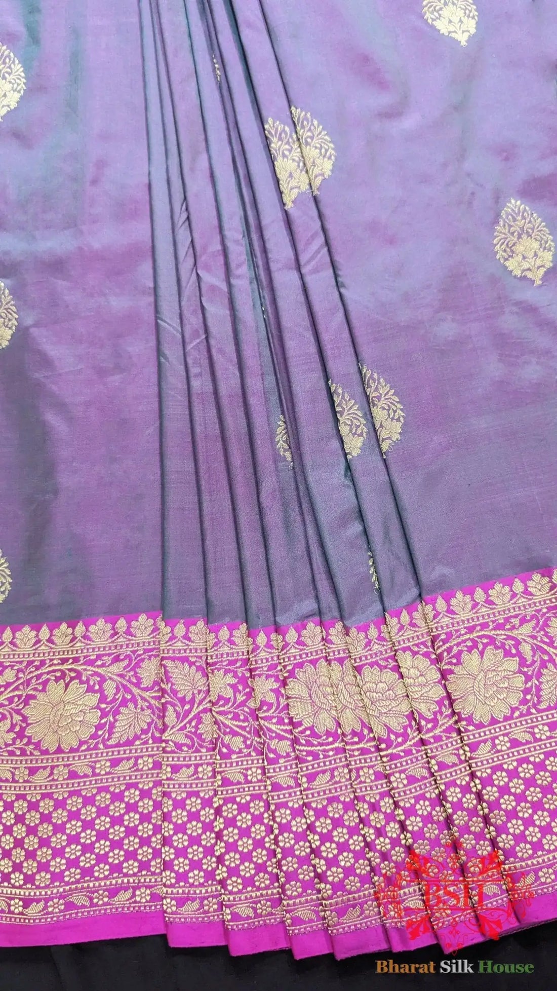 Pure Banarasi Handloom Katan Silk Meenakari Antique Zari Saree In Shades Of Cross Color - Bharat Silk House Pure Kataan Silk