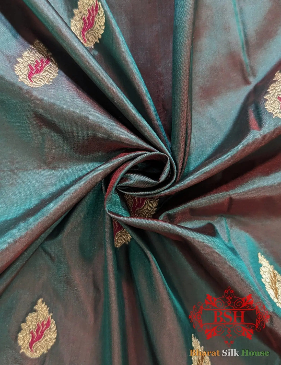 Pure Banarasi Handloom Katan Silk Meenakari Antique Zari Saree In Shades Of Cross Color - Bharat Silk House Pure Kataan Silk
