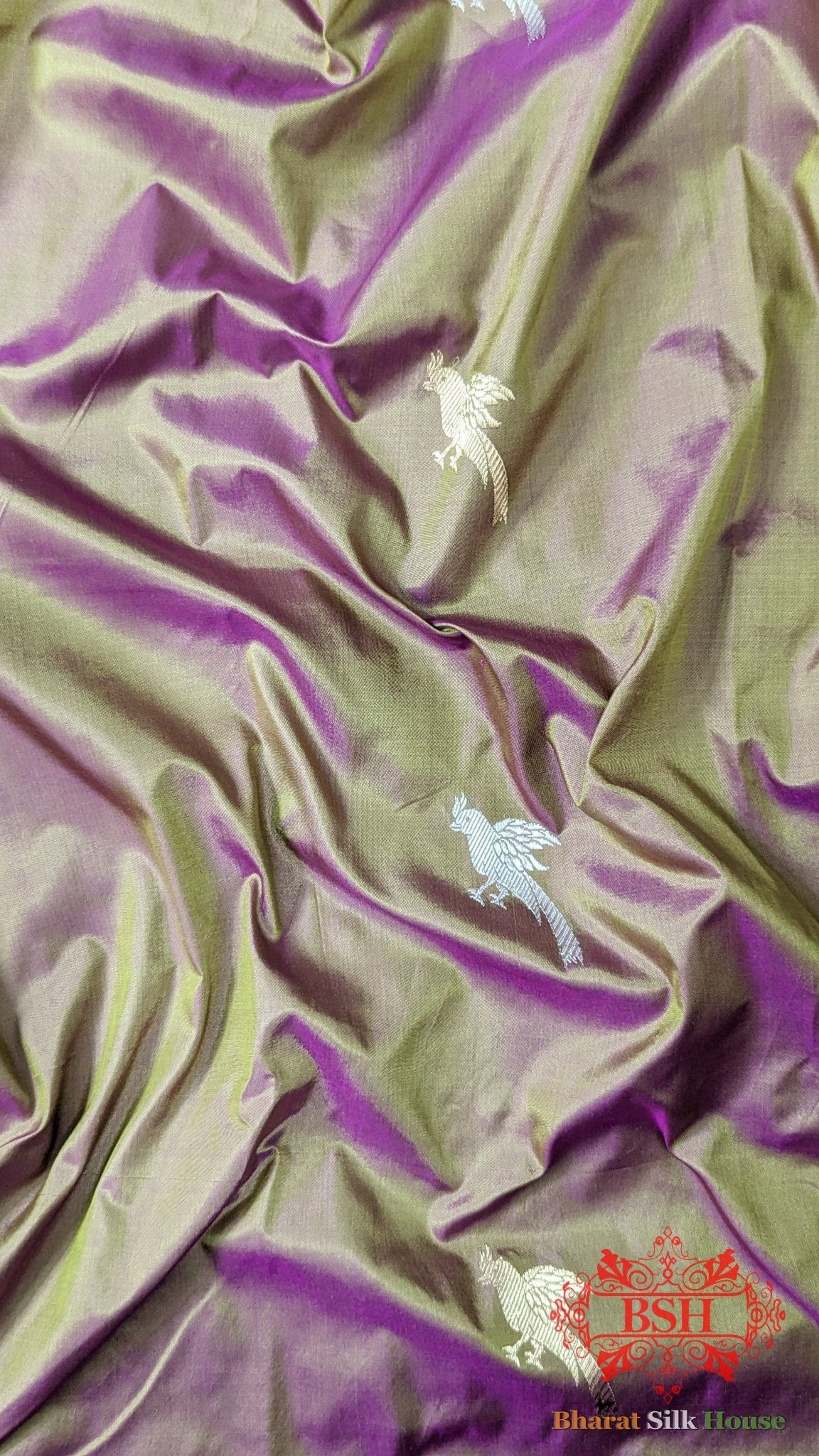 Pure Banarasi Handloom Katan Silk Meenakari Antique Zari Saree In Shades Of Cross Colour - Bharat Silk House