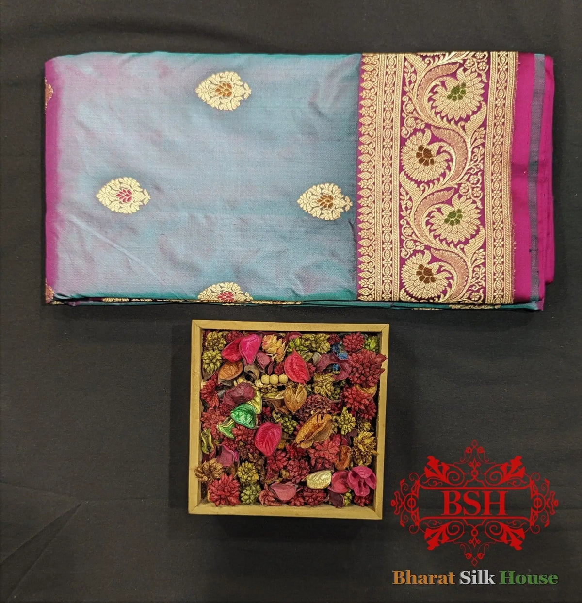 Pure Banarasi Handloom Katan Silk Meenakari Antique Zari Saree In Shades Of Cross colour - Bharat Silk House Pure Kataan Silk