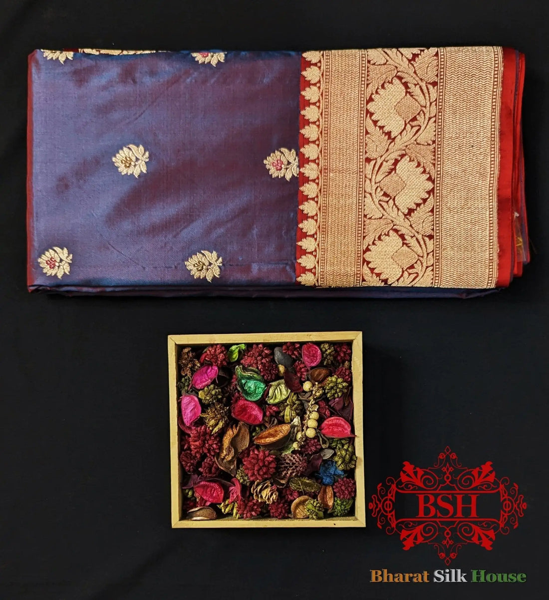 Pure Banarasi Handloom Katan Silk Meenakari Antique Zari Saree In Shades Of Cross Colour - Bharat Silk House Pure Kataan Silk