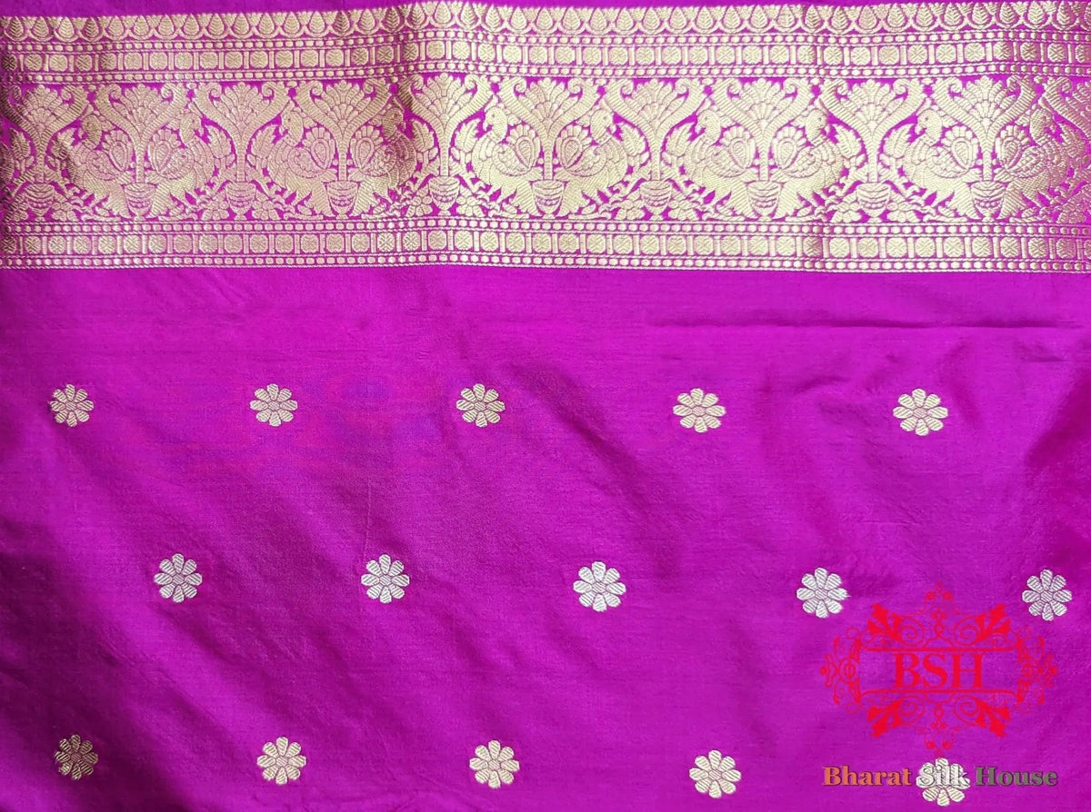 Pure Banarasi Handloom Katan Silk Meenakari Antique Zari Saree In Shades Of Cross Colour - Bharat Silk House Pure Kataan Silk
