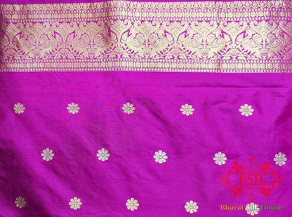 Pure Banarasi Handloom Katan Silk Meenakari Antique Zari Saree In Shades Of Cross Colour - Bharat Silk House Pure Kataan Silk