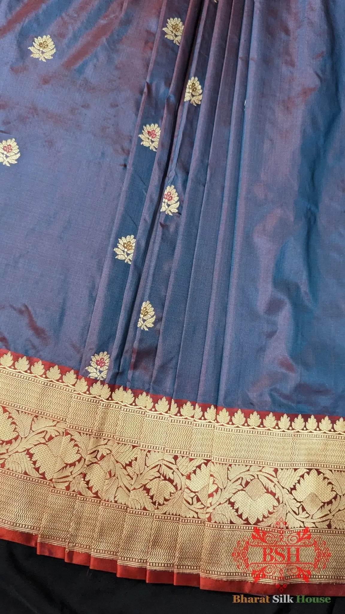 Pure Banarasi Handloom Katan Silk Meenakari Antique Zari Saree In Shades Of Cross Colour - Bharat Silk House Pure Kataan Silk
