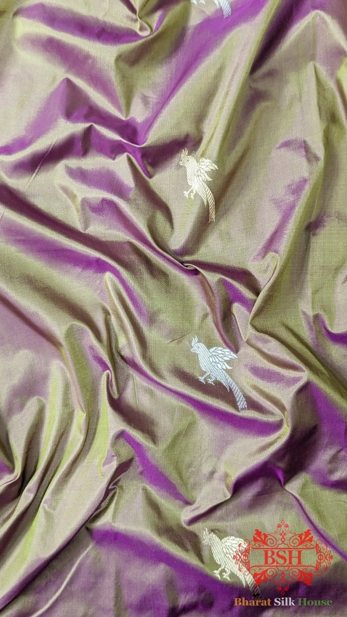 Pure Banarasi Handloom Katan Silk Meenakari Antique Zari Saree In Shades Of Cross Colour - Bharat Silk House Pure Kataan Silk