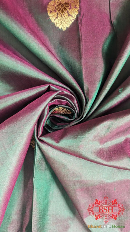 Pure Banarasi Handloom Katan Silk Meenakari Antique Zari Saree In Shades Of Cross colour - Bharat Silk House Pure Kataan Silk