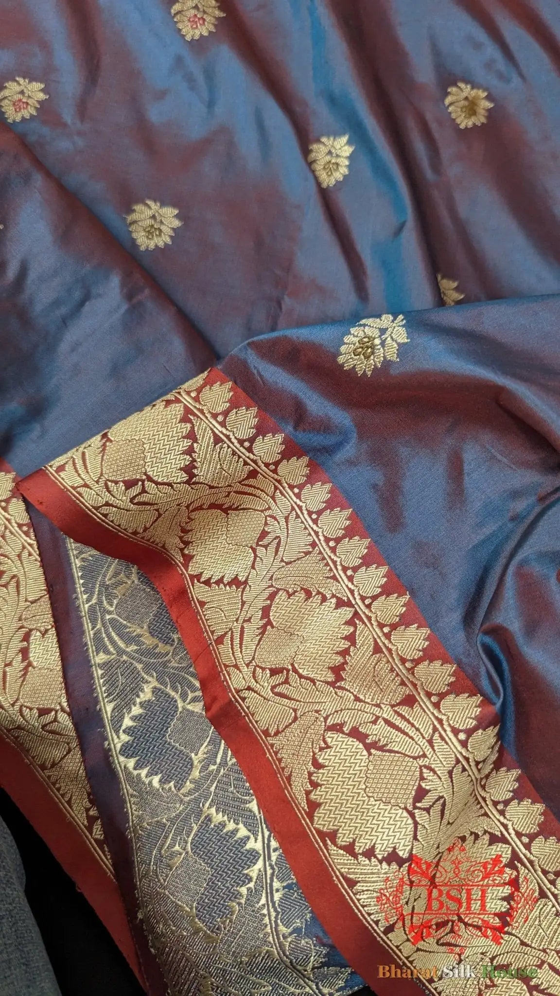 Pure Banarasi Handloom Katan Silk Meenakari Antique Zari Saree In Shades Of Cross Colour - Bharat Silk House Pure Kataan Silk
