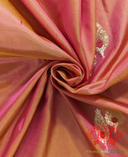 Pure Banarasi Handloom Katan Silk Meenakari Antique Zari Saree In Shades Of Cross Orange - Bharat Silk House Pure Kataan Silk