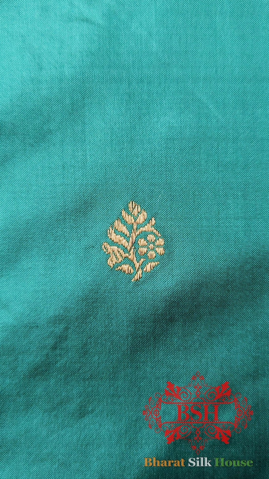 Pure Banarasi Handloom Katan Silk Meenakari Antique Zari Saree In Shades Of Cyan - Bharat Silk House