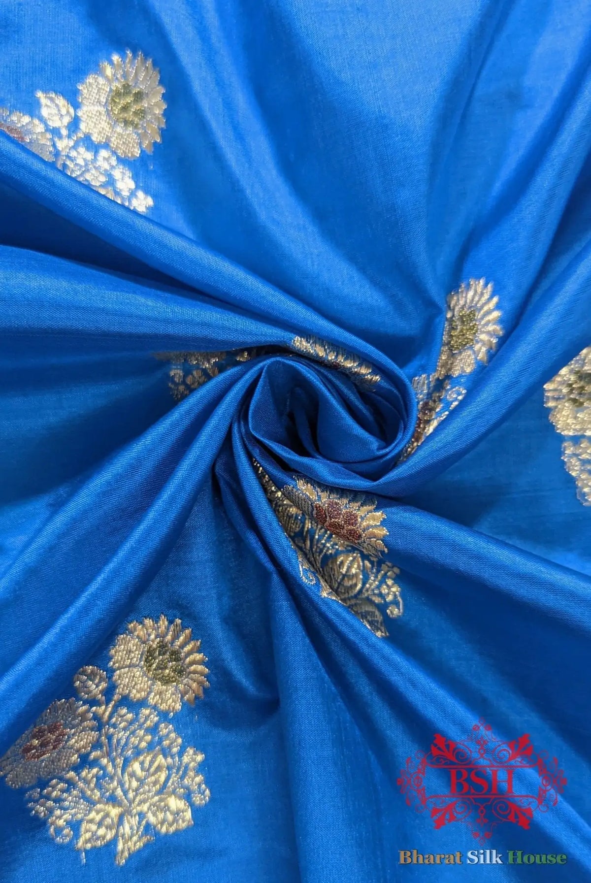 Pure Banarasi Handloom Katan Silk Meenakari Antique Zari Saree In Shades Of Firozi - Bharat Silk House Pure Kataan Silk