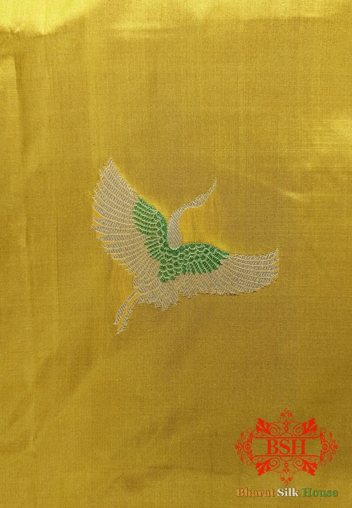 Pure Banarasi Handloom Katan Silk Meenakari Antique Zari Saree In Shades Of Gold Yellow - Bharat Silk House Pure Kataan Silk