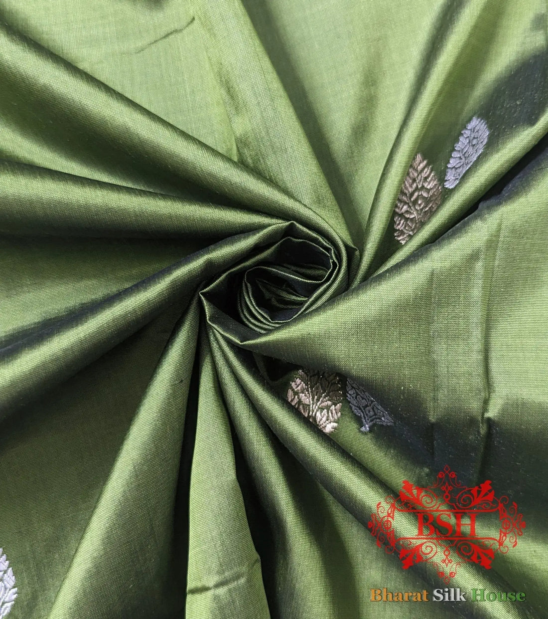 Pure Banarasi Handloom Katan Silk Meenakari Antique Zari Saree In Shades of Green - Bharat Silk House Pure Kataan Silk